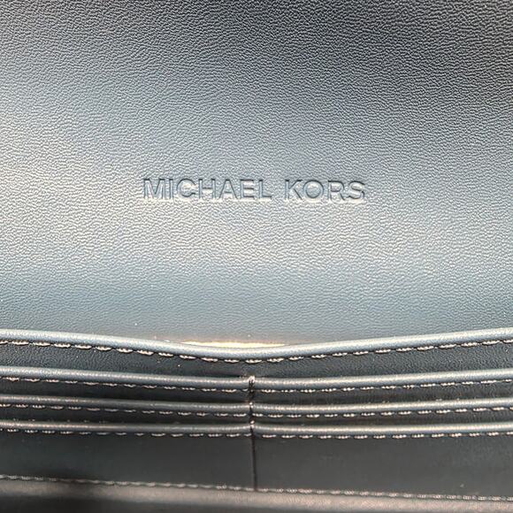 NEW Michael Kors MK Patent Teal Blue Large Envelope Jet Set Continental Wallet - Picture 11 of 12